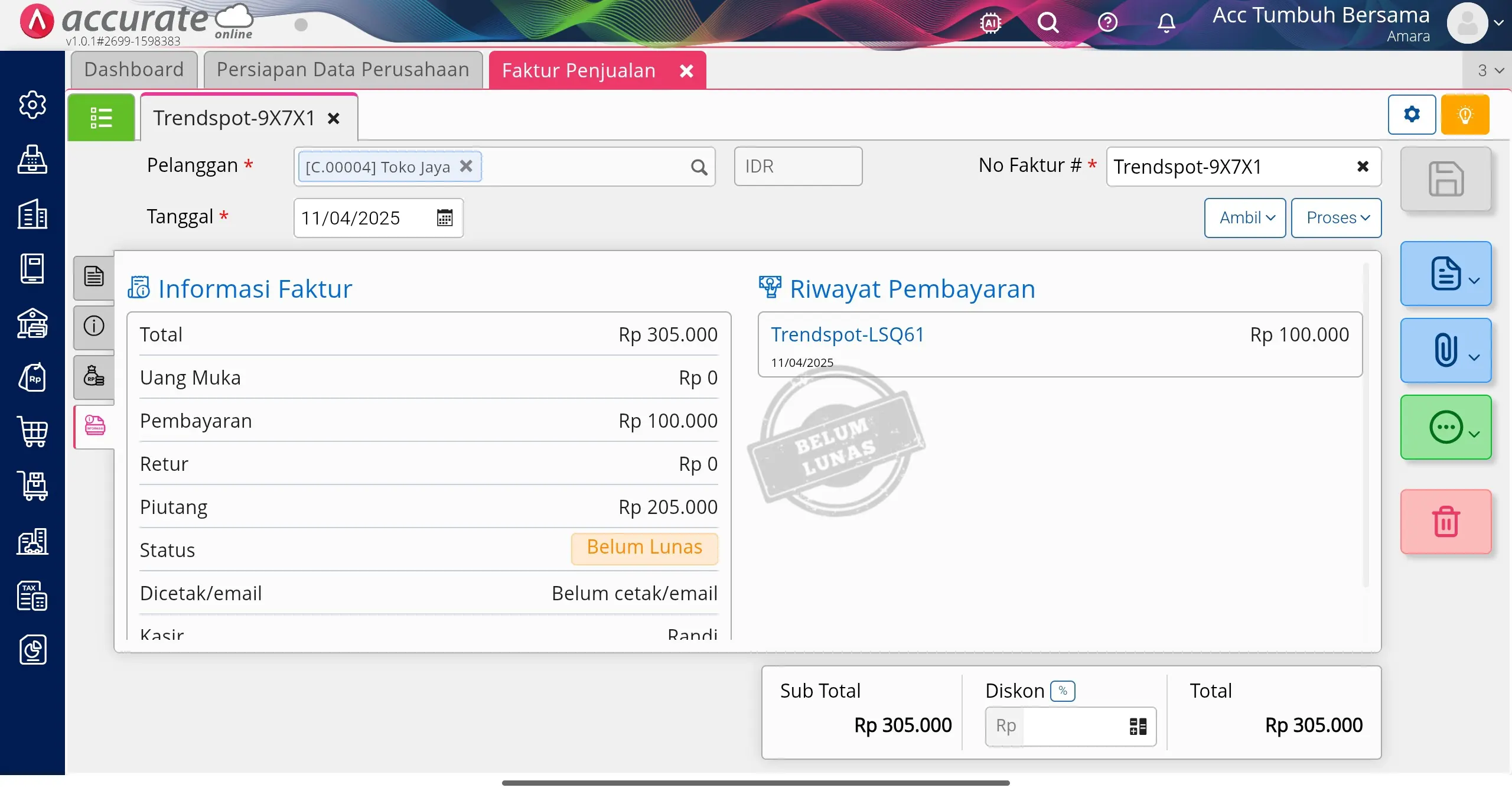 4 Transaksi Piutang pada Accurate POS